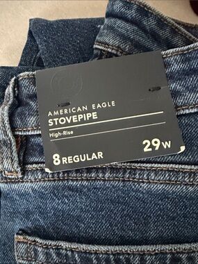 American Eagle Outfitters Stovepipe High-Rise Jeans in Dark Blue